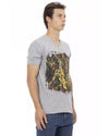 Short Sleeve V-Neck T-shirt with Front Print L Men