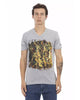 Short Sleeve V-Neck T-shirt with Front Print XL Men