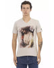 Short Sleeve V-Neck T-Shirt with Front Print M Men