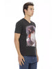 Short Sleeve T-shirt with V-neck and Front Print L Men