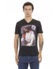 Short Sleeve T-shirt with V-neck and Front Print M Men