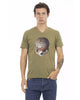 Short Sleeve T-shirt with V-neck and Front Print L Men