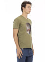 Short Sleeve T-shirt with V-neck and Front Print M Men