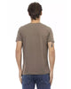 Short Sleeve V-neck T-shirt with Front Print 3XL Men