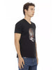 V-Neck Short Sleeve T-Shirt with Front Print L Men