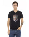 V-Neck Short Sleeve T-Shirt with Front Print M Men