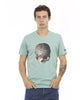 Front Print V-Neck Short Sleeve T-shirt M Men