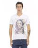 Short Sleeve T-shirt With V-neck - Front Print L Men