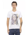 Short Sleeve T-shirt With V-neck - Front Print M Men