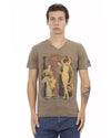 Short Sleeve T-shirt with V-neck and Front Print L Men