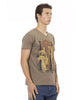 Short Sleeve T-shirt with V-neck and Front Print L Men