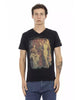 Short Sleeve V-Neck T-Shirt with Front Print L Men