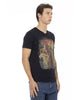 Short Sleeve V-Neck T-Shirt with Front Print L Men