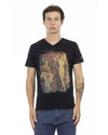 Short Sleeve V-Neck T-Shirt with Front Print M Men