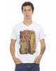 Front Print Short Sleeve V-Neck T-Shirt L Men