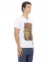 Front Print Short Sleeve V-Neck T-Shirt L Men