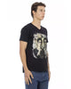 Short Sleeve T-shirt with V-neck and Front Print M Men