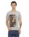 Short Sleeve V-Neck T-shirt with Front Print XL Men