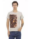 Short Sleeve V-Neck T-shirt with Front Print XL Men