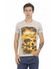 Short Sleeve V-neck T-shirt with Front Print L Men