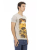 Short Sleeve V-neck T-shirt with Front Print XL Men