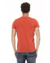 Short Sleeve T-shirt with V-neck and Chest Print XL Men