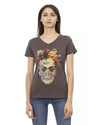 Short Sleeve V-Neck T-Shirt with Front Print XS Women