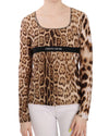 Roberto Cavalli Long Sleeve Round Neck Leopard Top 50 IT Women