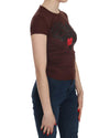 Crew Neck Short Sleeve Blouse with Logo Details 42 IT Women