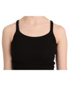 Sleeveless Black Cotton Blouse with Spaghetti Straps 42 IT Women