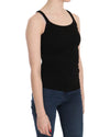 Sleeveless Black Cotton Blouse with Spaghetti Straps 42 IT Women