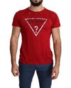 100% Authentic Red Cotton Stretch T-Shirt with Round Neck and Short Sleeves M Men