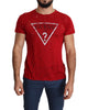 100% Authentic Red Cotton Stretch T-Shirt with Round Neck and Short Sleeves M Men