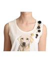 Dog and Floral Print Tank T-shirt by Dolce &amp; Gabbana 38 IT Women