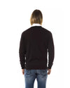 Embroidered V-neck Sweater in Extrafine Wool Merinos L Men