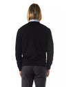 Embroidered V-neck Sweater in Extrafine Wool Merinos S Men