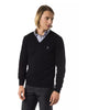 Embroidered V-neck Sweater in Extrafine Wool Merinos 2XL Men