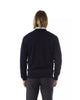 Embroidered V-neck Sweater in Extrafine Merino Wool M Men