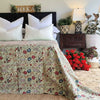 Green Berries Kantha Bedspread Coverlet - Green (King - 228 cm x 274 cm)