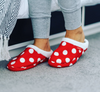 ARCHLINE Orthotic Slippers Slip On Scuffs Pain Relief Moccasins - Red Polka Dot