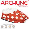 ARCHLINE Orthotic Slippers CLOSED Back Scuffs Moccasins Pain Relief - Red Polka Dots