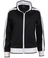 Identitee Ladies Track Top Jacket Tracksuit Warm Winter Full Zip Varsity Jumper - Black/White - XL (18-20)