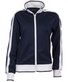 Identitee Ladies Track Top Jacket Tracksuit Warm Winter Full Zip Varsity Jumper - Navy/White - L (14-16)