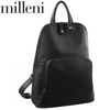 Milleni Genuine Italian Leather Soft Nappa Leather Backpack Travel Bag - Black