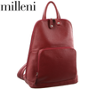 Milleni Womens Twin Zip Backpack Nappa Italian Leather Bag Travel - Red