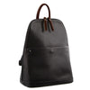 Milleni Ladies Genuine Italian Leather Backpack Bag Twin Zip - Black/Chestnut