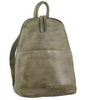 Milleni Ladies Genuine Italian Leather Backpack Bag Twin Zip - Olive