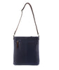 Milleni Womens Italian Leather Bag Soft Nappa Leather Cross-Body Travel - Indigo/Chestnut