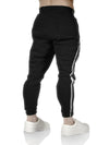 Mens Fleece Skinny Track Pants Jogger Gym Casual Sweat Trackies Warm Trousers - Black/White Stripe - S