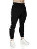 Mens Fleece Skinny Track Pants Jogger Gym Casual Sweat Trackies Warm Trousers - Black/White Stripe - XL